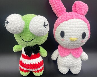Handmade Crocheted Plush Dolls: Frog & Bunny Cuddle Pals