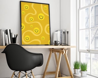 Smiley Print - Gallery Wall Art - Modern Wall Decor - Printable Illustration Art for Office, Living Room - Bedroom Decor