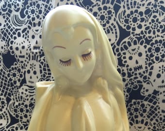 Vintage Hull Pottery USA Virgin Mary Madonna Midcentury Ceramic Planter Home Decor