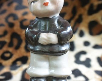 Little Vintage Asian Boy Porcelain Figurine Midcentury