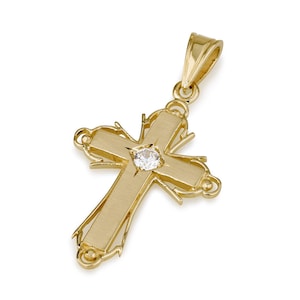 14k gold cross pendant, solid gold cross necklace
