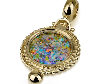 Collar con colgante de cristal romano en oro de 14 quilates, joyería antigua