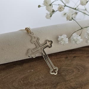 14k gold cross pendant, solid gold cross necklace