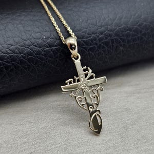 14k gold cross pendant, solid gold cross necklace