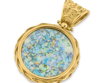 Colgante de cristal romano de oro de 14 quilates, joyería de la antigua Tierra Santa