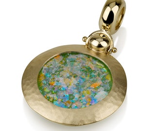 Collar con colgante de cristal romano en oro de 14 quilates, joyería de la antigua Tierra Santa
