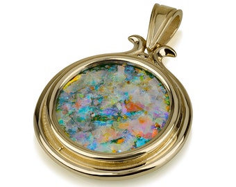 Colgante de cristal romano de oro de 14 quilates, collar de estilo yemení antiguo