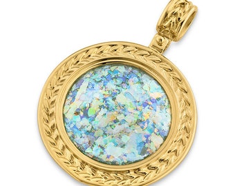 Colgante de cristal romano de oro de 14 quilates, joyería antigua, reliquia de Tierra Santa