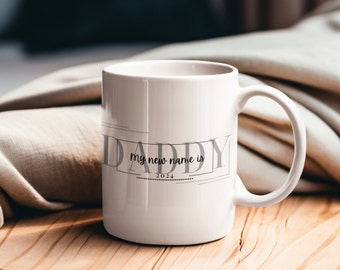 Daddy Ceramic Mug, 11oz, Dad Coffee Cup, Dad Mug, Dad established 2024, New Dad Gift, Christmas gift for Dad, Pregnancy Announcement.