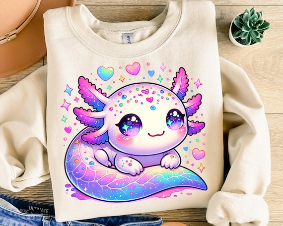 Kawaii Axolotl PNG, Pastel Galaxy Axolotl Clipart, Kids Fantasy Animal Digital Download, Cute Colorful T-Shirt Design, DTF Sublimation File