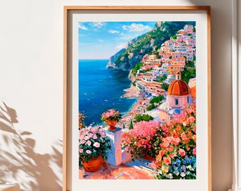 Positano Italy Wall Art, Amalfi Coast Print