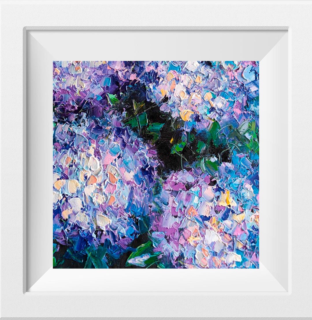 Hydrangea Square Wall Art Hydrangea Print Floral Purple Painting Garden ...