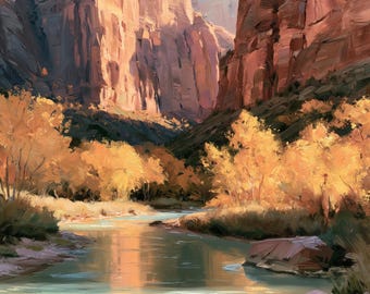 Zion National Park Print, Autumn Canyon Wall Art