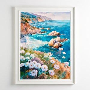 Big Sur Coastal Art Print Watercolor Pacific Coast Wall Art