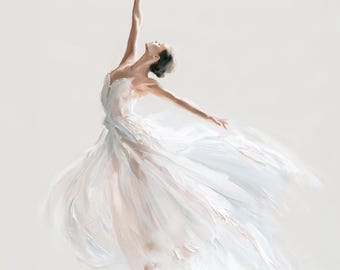 Ballerina Impasto Print, Elegant Ballet Wall Art