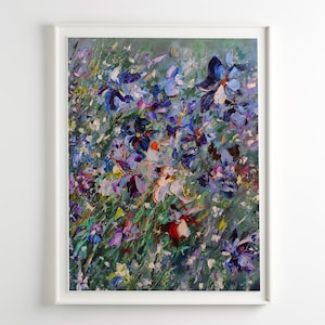 Iris Painting Wildflower Meadow Art Print Abstract Flower Wall Art