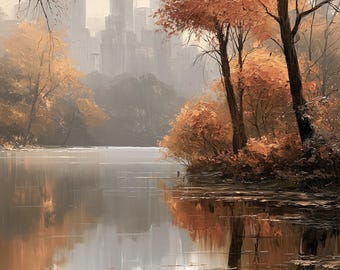 Central Park Autumn Print, New York Fall Wall Art