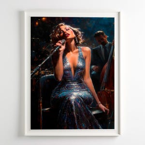 Cantante jazz Arte Vintage Musica Stampa Glamour Wall Art Decorazione estetica di lusso