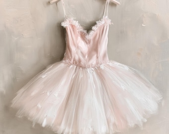 Pink Ballet Tutu Print, Impasto Ballet Wall Art