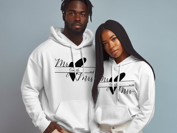 Mr and mrs personalised hoodies clearance