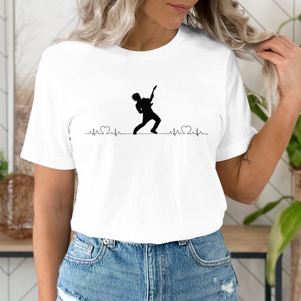 Rock Guitarist Silhouette T-Shirt, Music Lover Graphic Tee, Unisex Clothing Unique Design