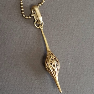 Insight - Brass Pendulum Necklace with Delicate Brass Pendant Charm on Ball Chain - From 16 inches to 36 inches long