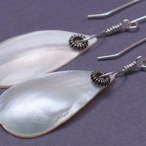 Petal - Mother of Pearl Shell Earrings on Sterling Silver - Lightweight Delicate Earrings - Flower Petal