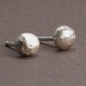 Recycled Sterling Silver Stud Earrings - Handmade Organic Texture - Meteorites