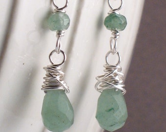 Verena - Green Aventurine Earrings - Drop Earrings on Sterling Silver