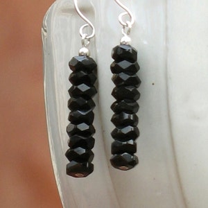 Specter - Pendientes black jet - Chorro facetado sobre plata esterlina - Pendientes góticos