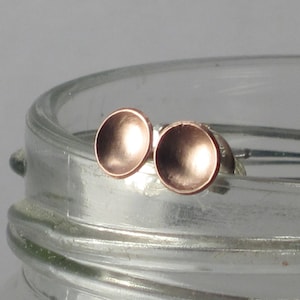 Copper Stud Earrings For Men and Women - Cyprius - 6 mm Domed Disks - Copper Disks on Sterling Sillver Posts