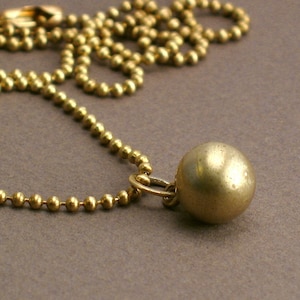 Wrecking Ball - Long Brass Necklace with Brass Sphere Charm on Ball Chain For Men and Women - From 16 inches to 36 inches long