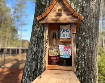 Whisky Birdhouse, Mini bar Birdhouse, Regalo de golfista, Accesorios de bar, Regalos de caza, Birdhouse del Día del Padre, Caja de vino, Caja de whisky oculta