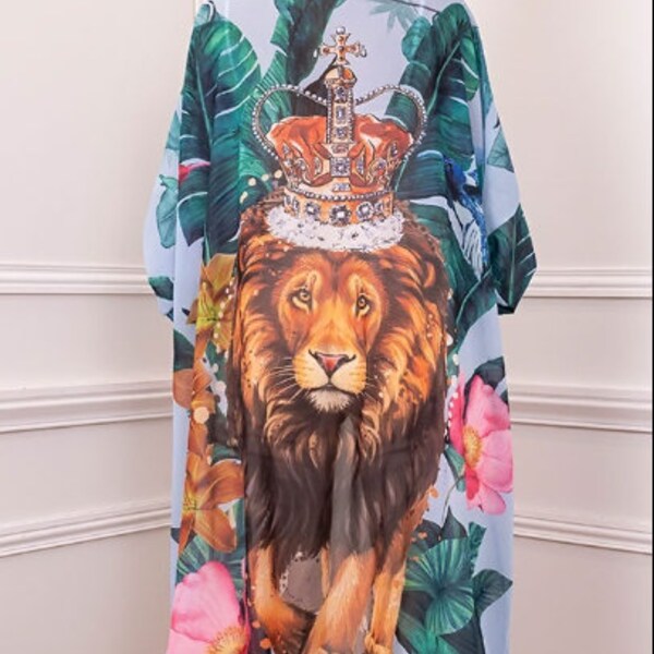 Bohemian Kimono with Lion drawing, kimono, bohemian, boho, hippie