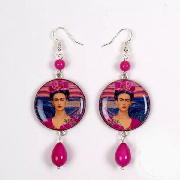 Frida Kahlo earrings, boho, boho chic, hippie, hippie chic, bohemian jewelry, gift, beach, summer, Frida Kahlo, Frida, earrings