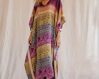 Stammes-Kaftan, afrikanisches Kleid, Strandkleid, langes Kleid, übergroßes Kleid, Kaftan, Baumwolle, Boho-Kleid, Ethno-Print-Kleid, Chillout, Geschenk