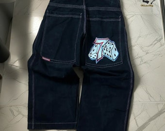 Vintage Hip Hop Baggy Jeans, Wide Leg Big Pocket Trousers, 7 Dice Replica Style Skate Pants, Hippie Pants, Unisex Loose Pants, Sunmmer Pants