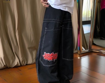 Vintage Baggy Jeans, Hip Hop Baggy Pants, Harajuku Trousers, Straight Pants, Wide Leg Big Pocket Trousers, Hippie Pants, Unisex Baggy Pants