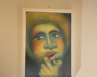 The Pondering Man/ Original framed pastel artwork of pondering man with dreamy colours