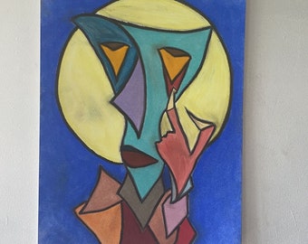 pastel abstract cubism inspired original