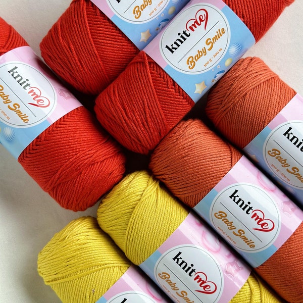 KnitMe Baby Smile, Cotton Yarn, Amigurumi Yarn, Crochet Yarn, Soft Yarn, Summer Yarn, Baby Yarn, Jeans Yarn, Knitting Yarn, 100 gr 200 mt