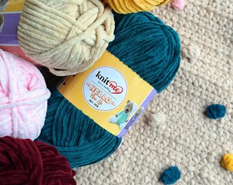 KnitMe Hello, Velvet Yarn, 100 gr, Amigurumi Yarn, Plush Yarn, Knitting Yarn, Crochet Yarn, Baby Blanket Yarn, Cuddly Toys Yarn, Baby Yarn