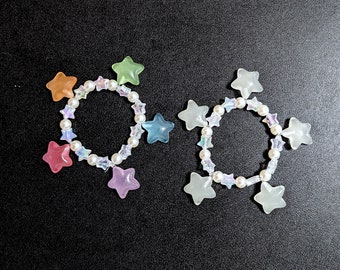 Glow in the Dark Star Kawaii Star Charm Pearl Bead Bracelet