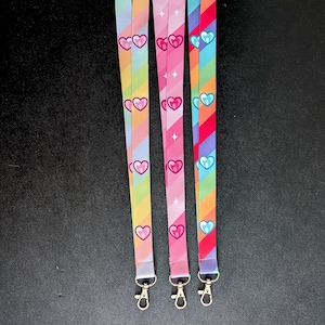 Kawaii Heart & Stripe Lanyards