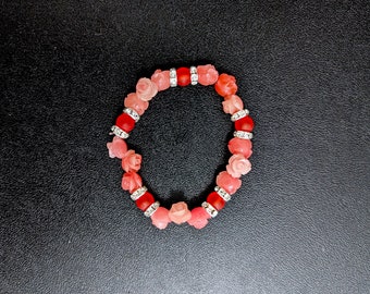 Rose Rhinestone Beaded Bracelet