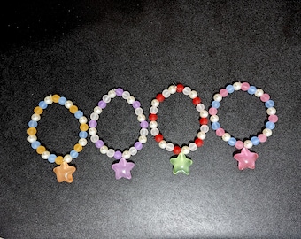 Glow in the Dark Star Charm Kawaii Beaded Bracelet