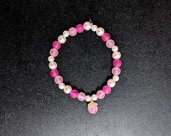 Pretty Pink Cute Rosebud Charm Bracelet