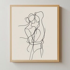 L'étreinte de l'abstraction poétique : affiche numérique représentant deux silhouettes, un homme et une femme, dans une étreinte enchanteresse. Formats A1 A2 A3 A4 ART mural image 6