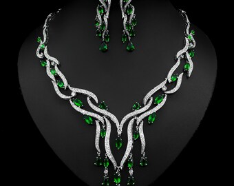 Nieuwe kristallen sieraden zirkoon sieraden set kwastje hanger