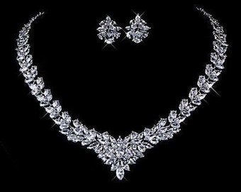 Flower  Zircon Necklace Set